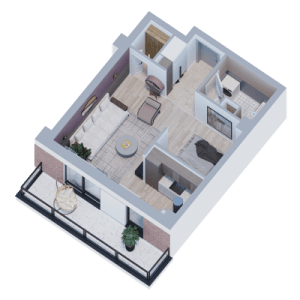 Plan apartament 1 cameră Tip 1 Studio+, Onyx Residence