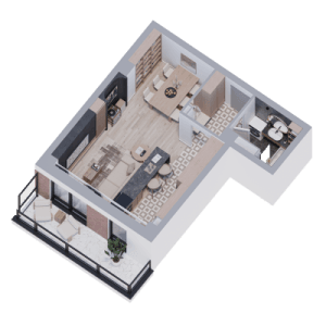 Plan apartament 1 cameră Tip 3, Onyx Residence