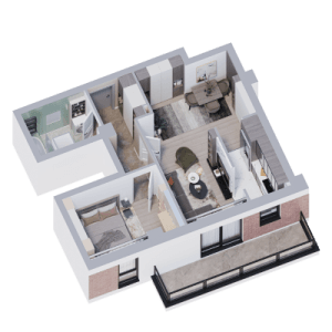 Plan apartament 2 camere Tip 8-9, Onyx Residence