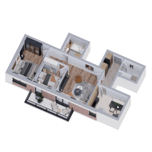 Plan apartament 3 camere Tip 2, Onyx Residence