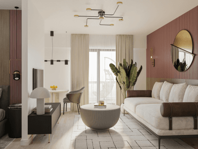 Apartament 1 cameră Tip 1 Onyx Residence Iași — zonă de zi