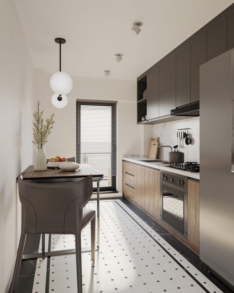 Bucătărie închisă apartament 2 camere Tip 1 Onyx Residence Iași