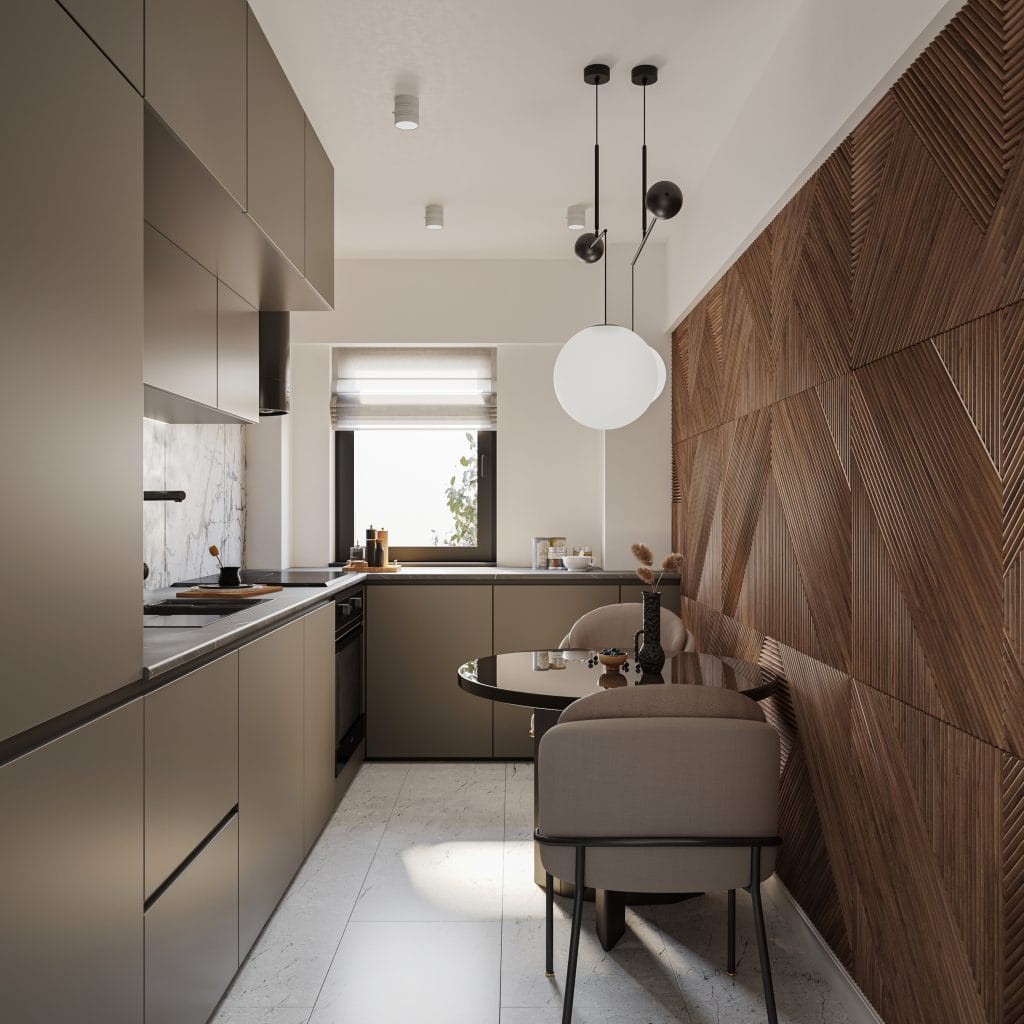 Bucătărie închisă apartament 1 cameră Tip 2 Onyx Residence Iași