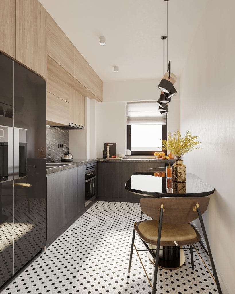 Bucătărie închisă apartament 2 camere Tip 3 Onyx Residence Iași
