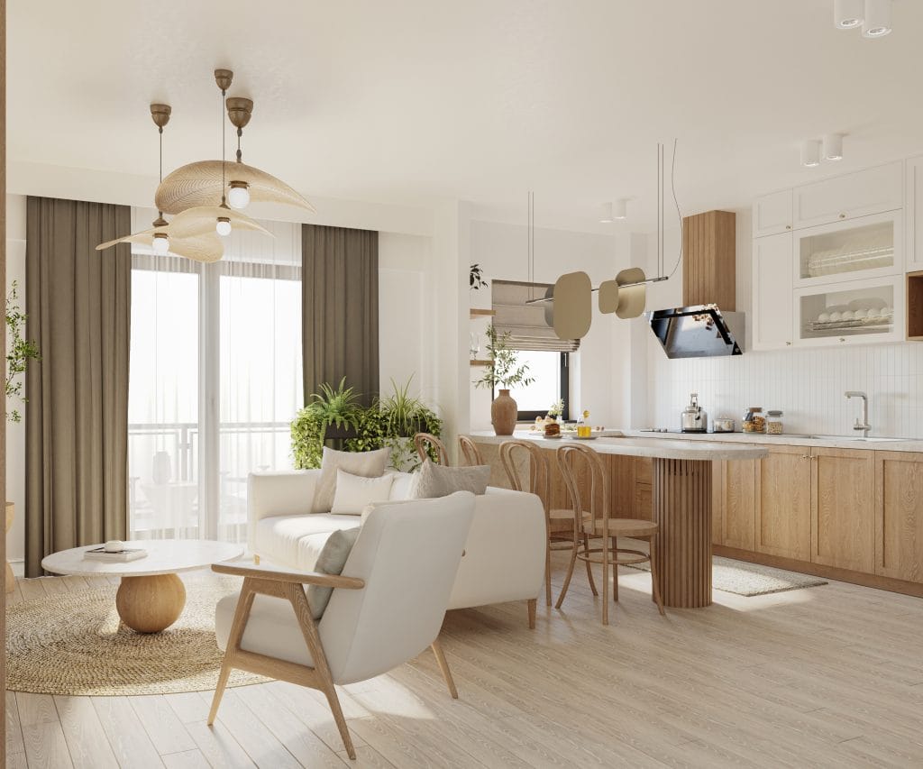 Living open space apartament 3 camere Tip 1 Onyx Residence Iași