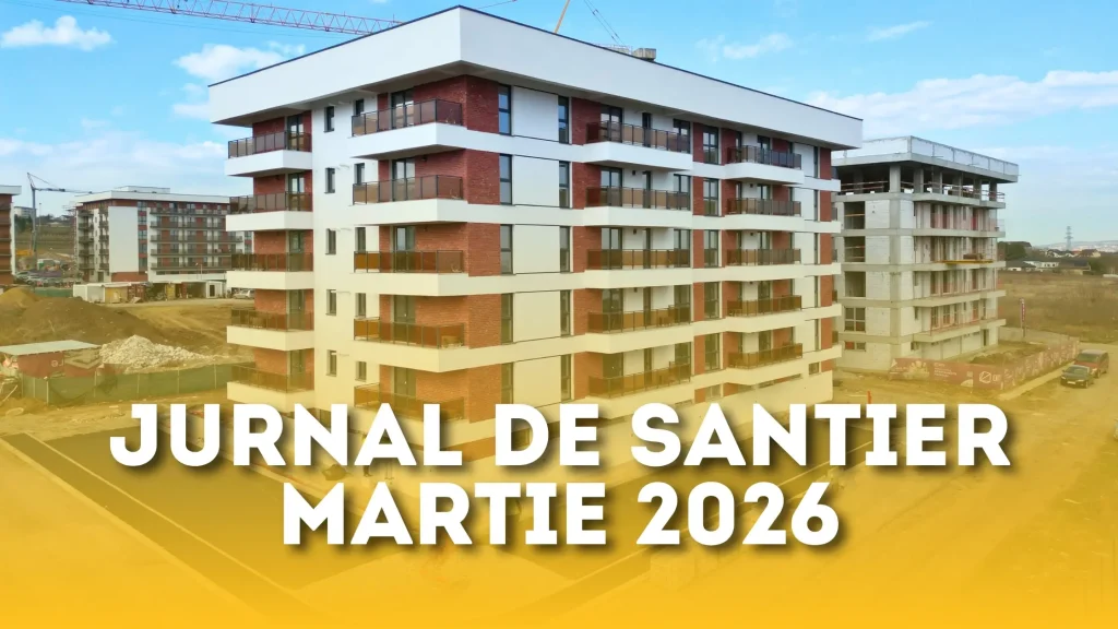 Stadiu lucrări martie 2026 Onyx Residence Iași – zidărie bloc Q2 și amenajări exterioare bloc Q1