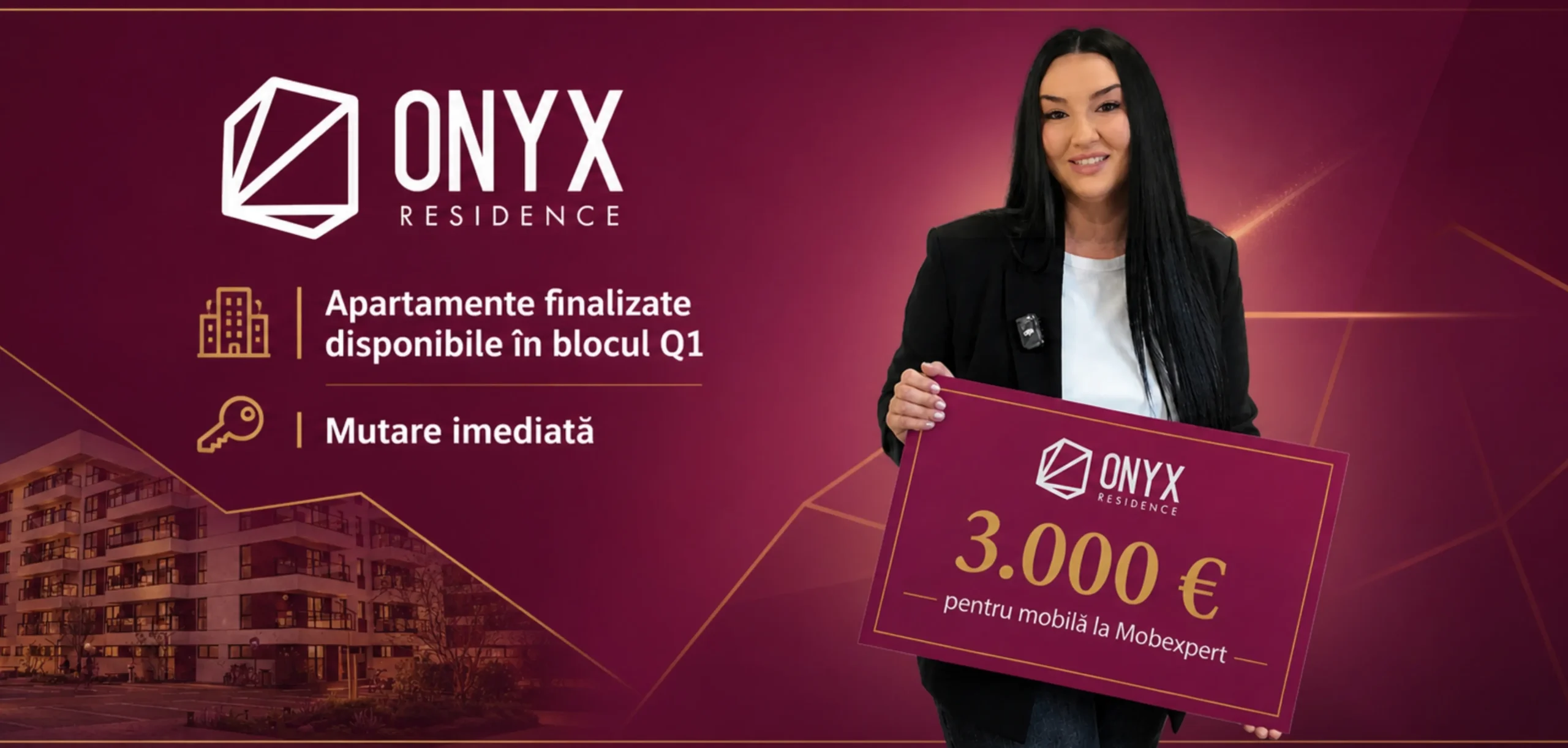 Apartament finalizat Onyx Residence Iași cu voucher 3000 euro pentru mobilier și decor